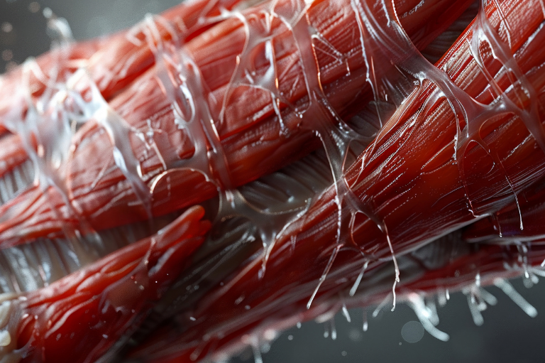 Gesamter Körper eines Menschen, in welchen die Faszien mit vielen Linien gekennzeichnet wurden.